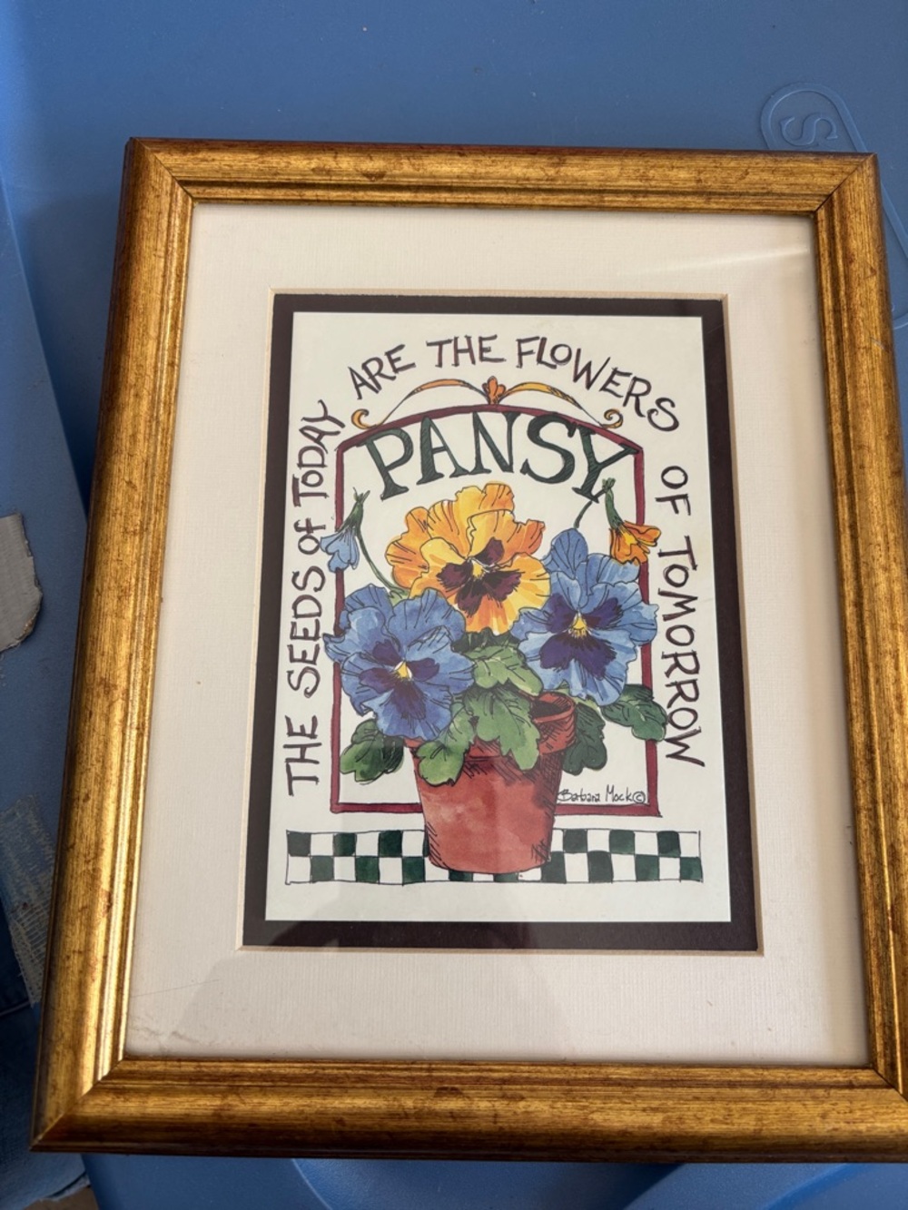 Vintage Floral Pansy Wall Art by Barbara Mock